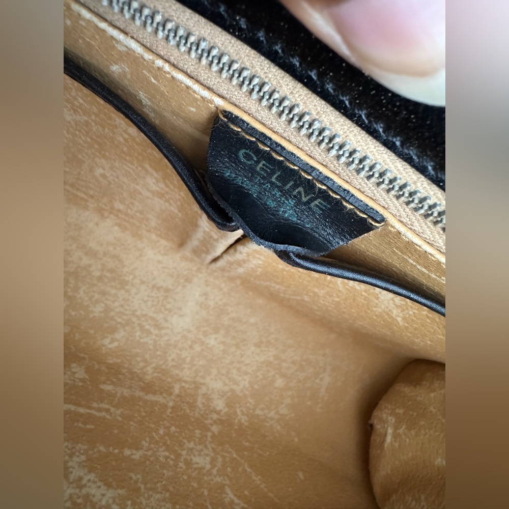 Celine Black Leather Crossbody Bag with Gold Accent - Picture 7 of 8